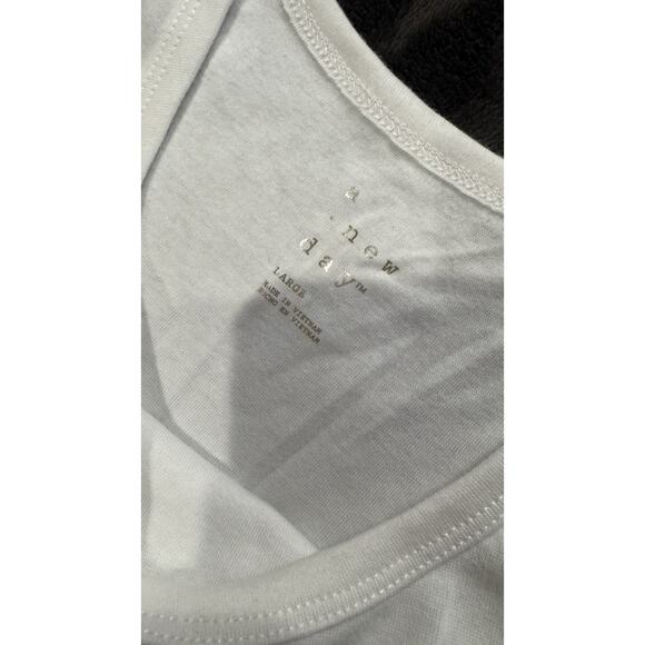 2 Bogo A New Day NWT Black And White Tank Tops Scoop Neck Cotton Fitted Large - Picture 4 of 10